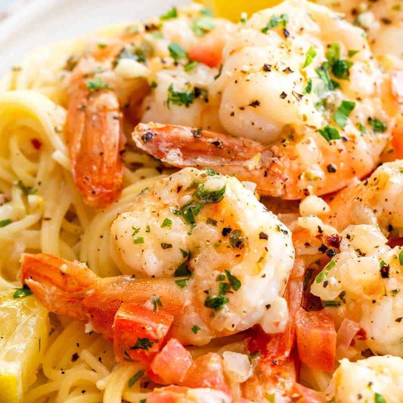 Shrimp Scampi over Linguine