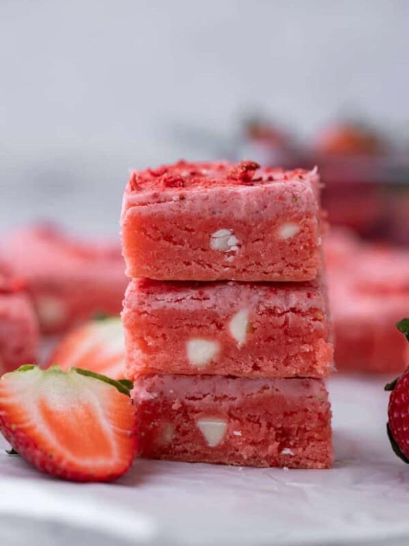 Fudgy Strawberry Brownies with Strawberry Glaze
