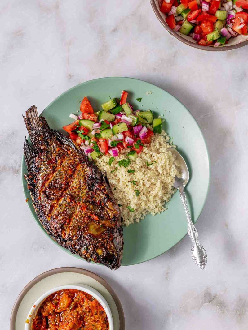 Attiéké with Grilled Fish