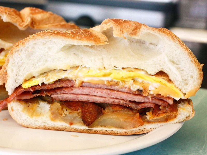 New Jersey — Taylor Ham or Pork Roll, Egg, and Cheese with Home Fries