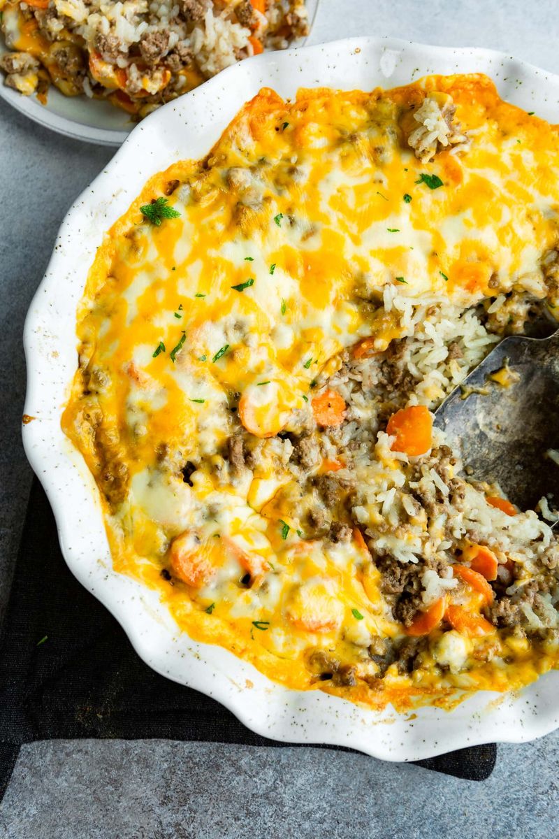 Creamy Beef and Rice Bake