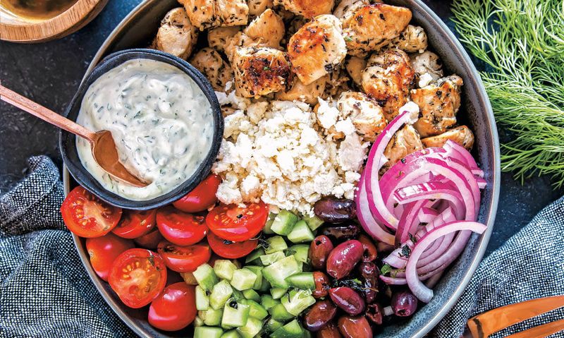 Greek Chicken Bowls with Feta and Olives