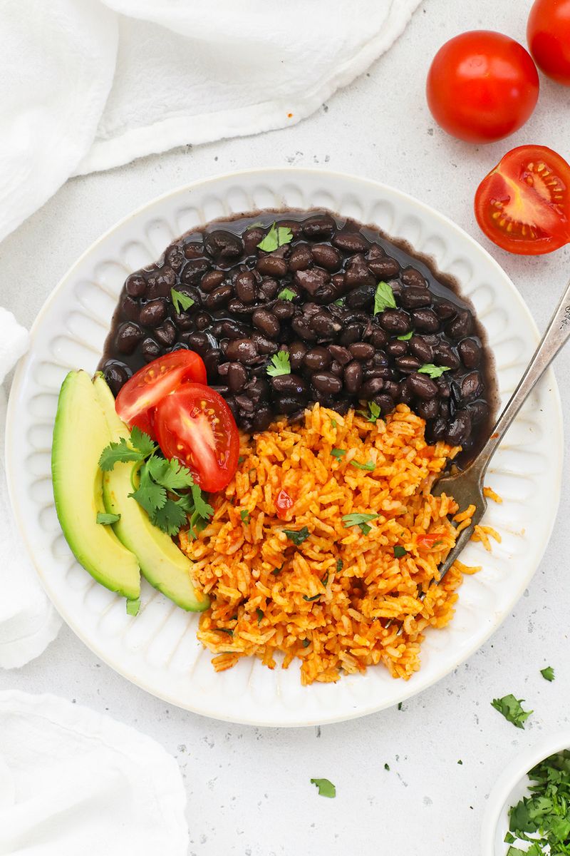 Well-seasoned rice and beans