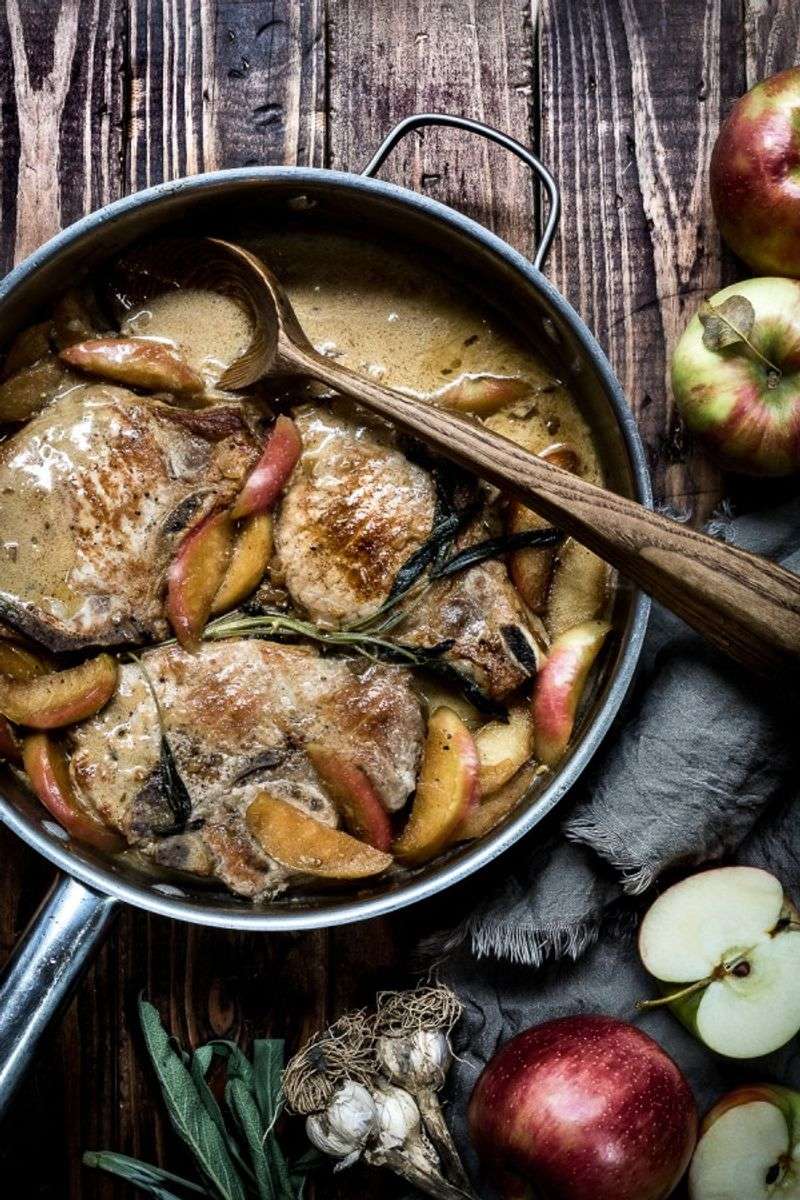Apple Sage Skillet Pork Chops