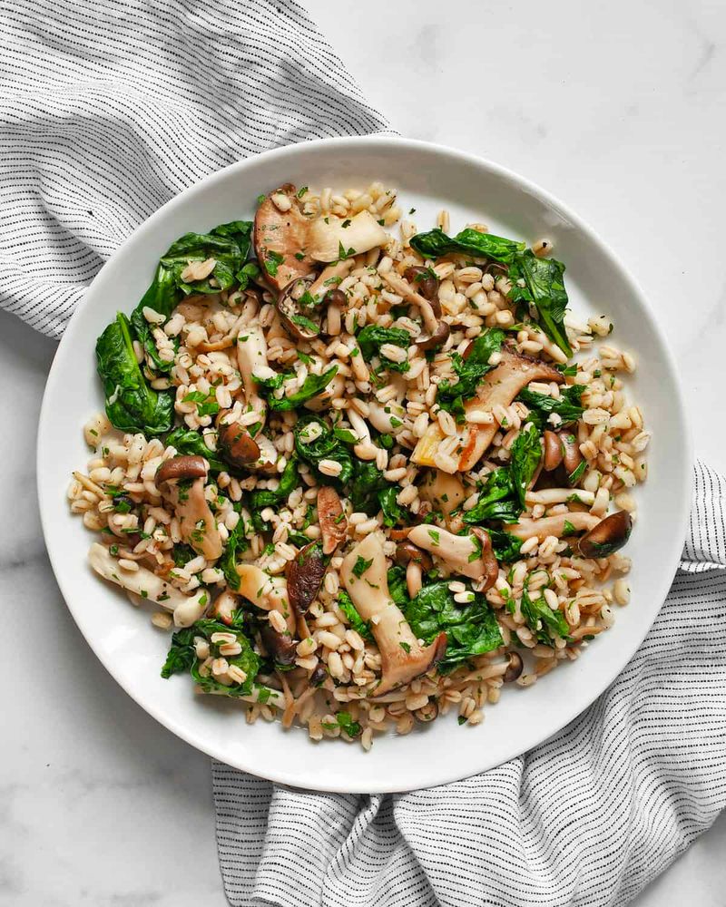 Day 28 - Mushroom and Spinach Barley Risotto