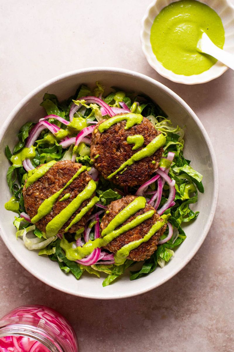Legume-based patties and fritters (lentil, chickpea, black bean)
