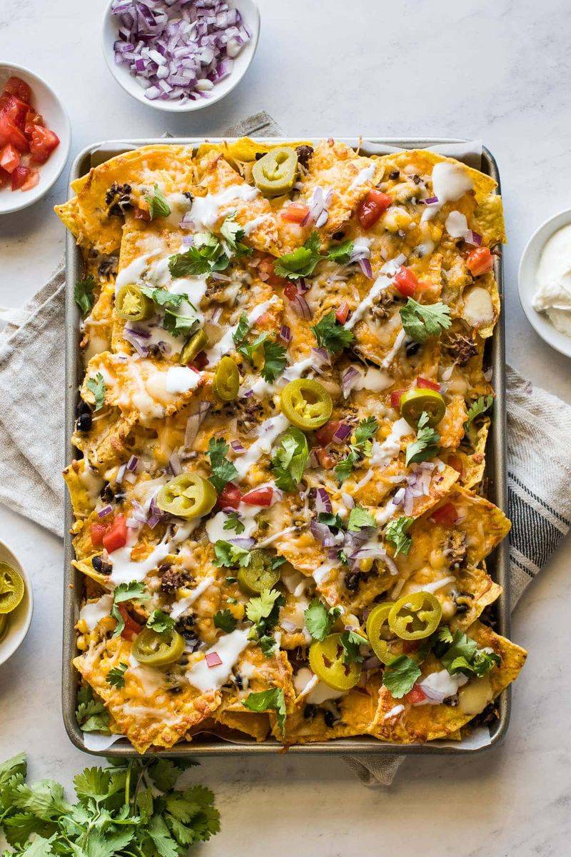 Nachos on a sheet pan