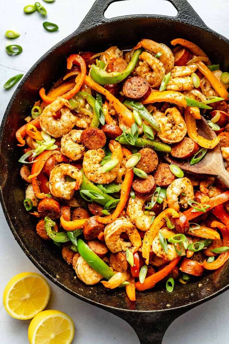 Cajun Sausage And Shrimp Skillet