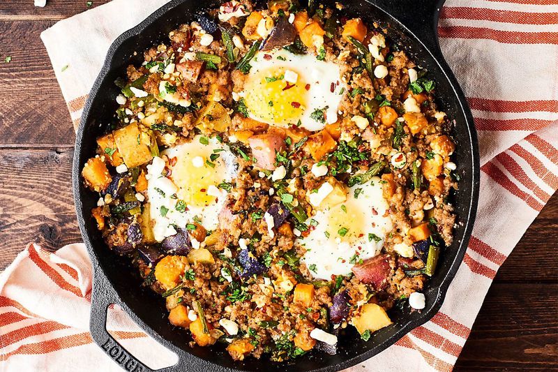 Crispy Potato and Onion Hash With Sausage