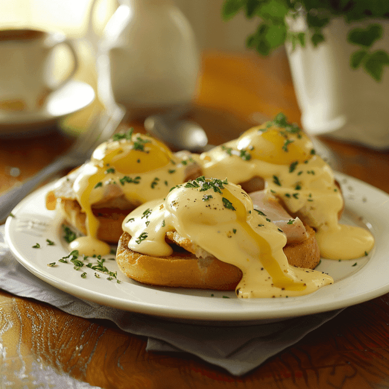 Hollandaise-heavy brunch plates (Eggs Benedict, etc.)