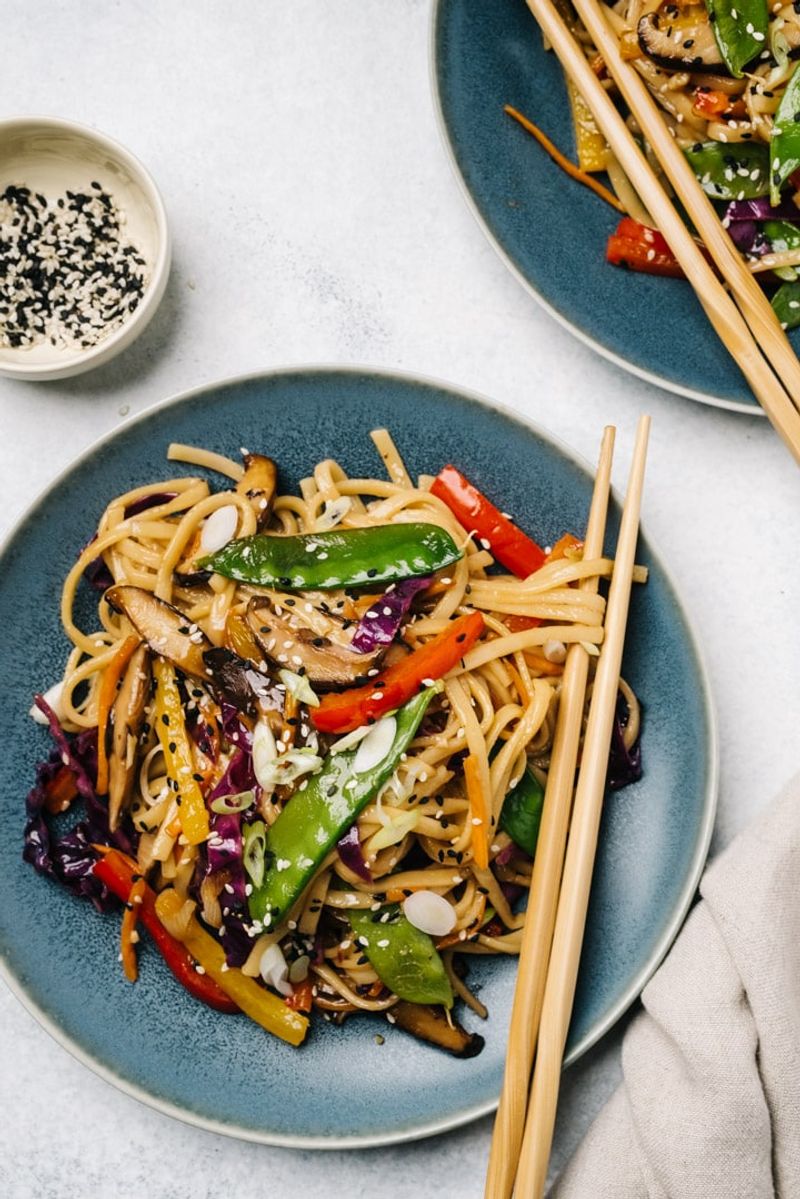 A Stir Fry Or Noodle Plate