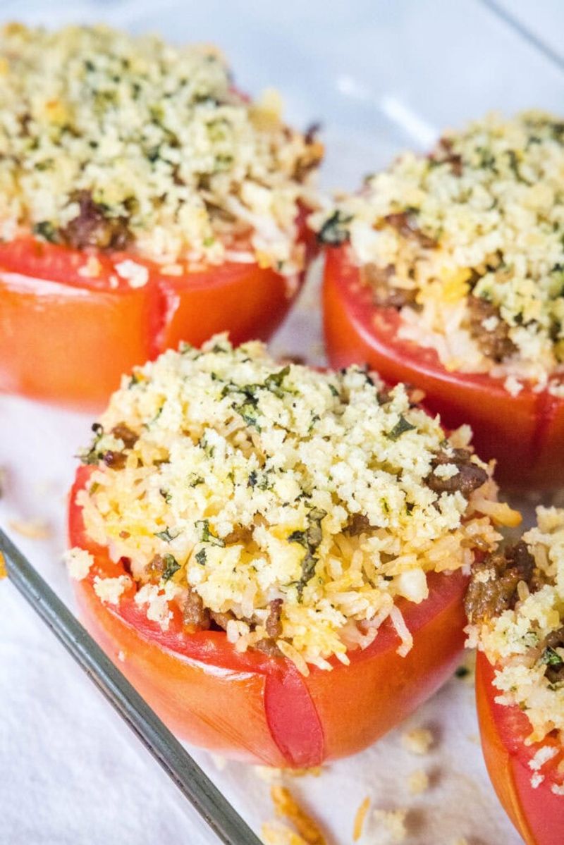 Beef and Barley Stuffed Tomatoes