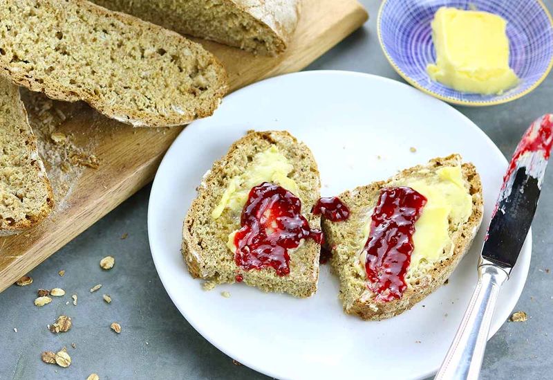 Irish Soda Bread Toast With Butter and Jam