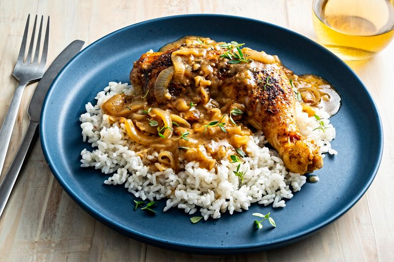 Smothered Chicken Over Rice