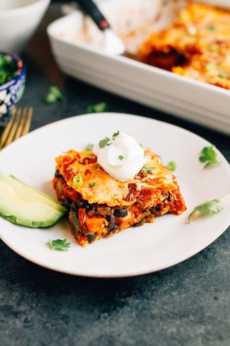 Sweet Potato Black Bean Enchilada Bake