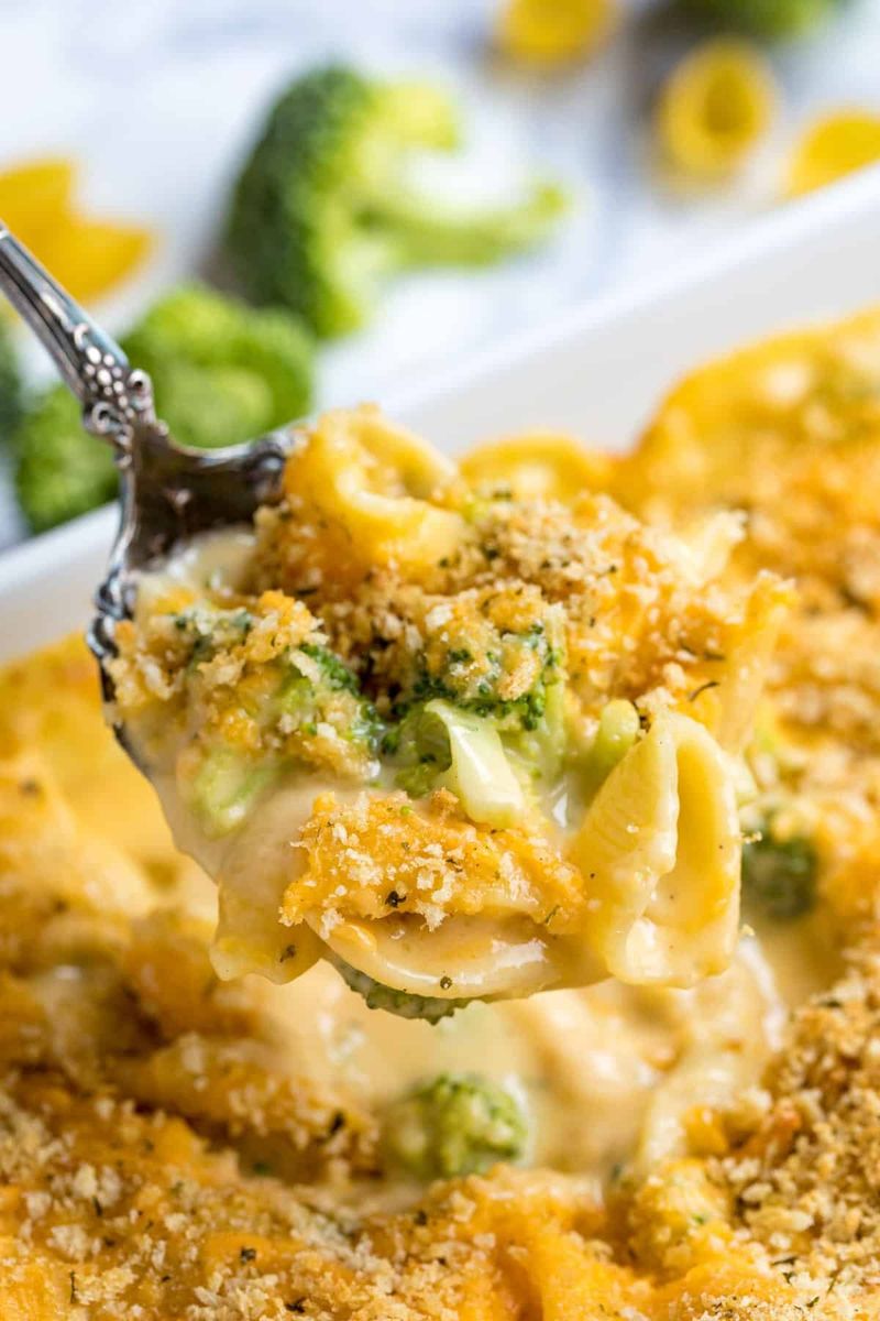 No-Boil Broccoli Cheddar Mac Bake