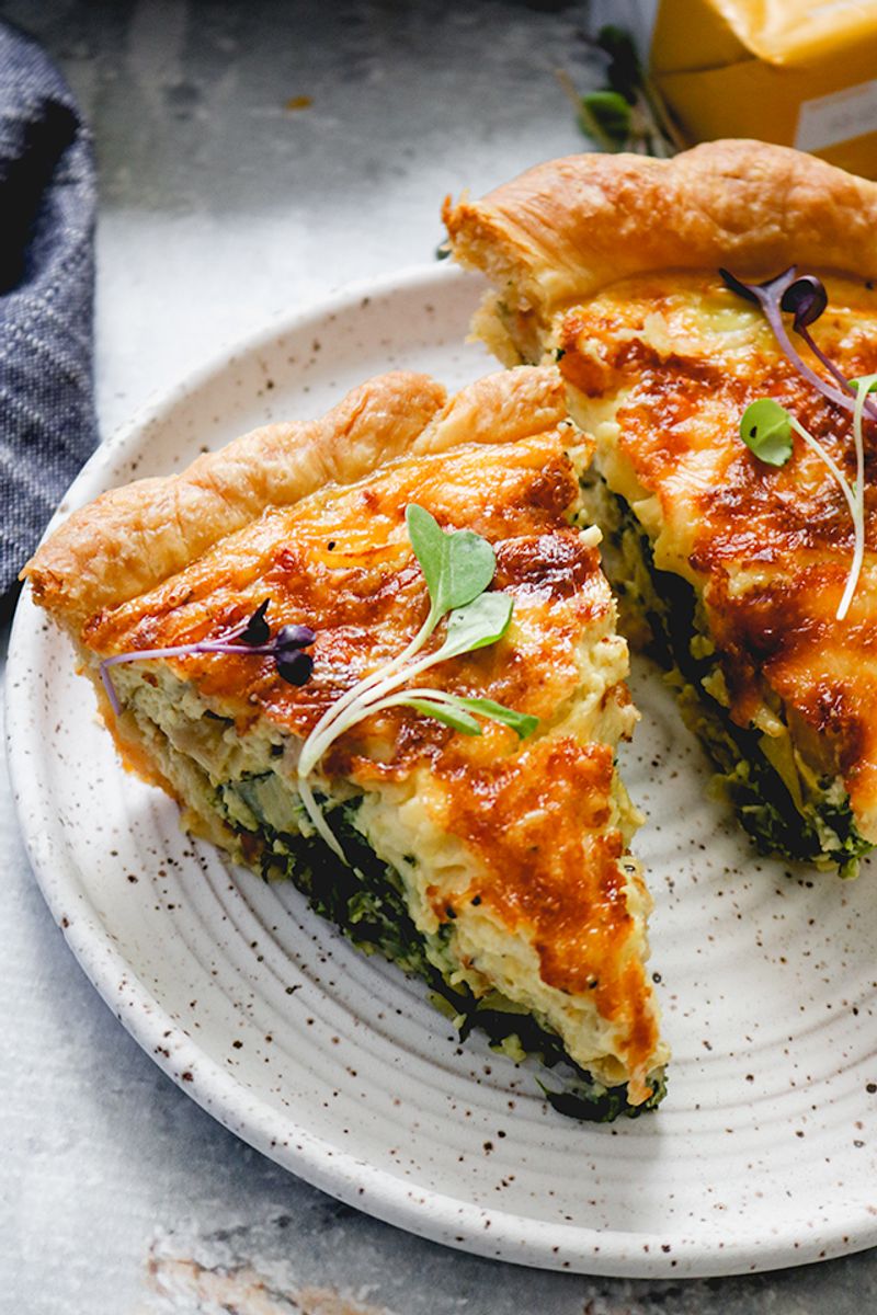 Spinach Artichoke Quiche with Gruyere