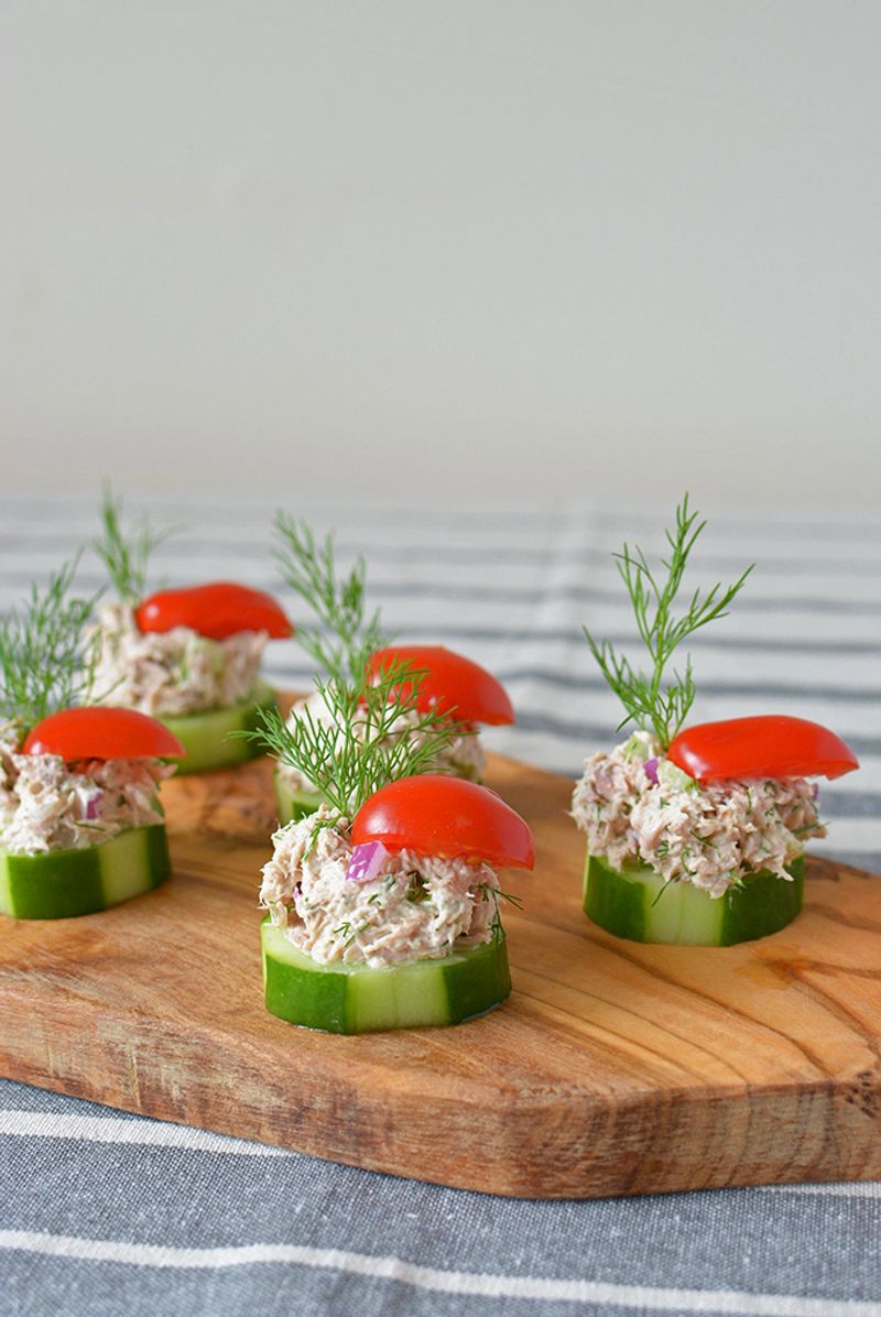 Cucumber Rounds With Tuna Salad