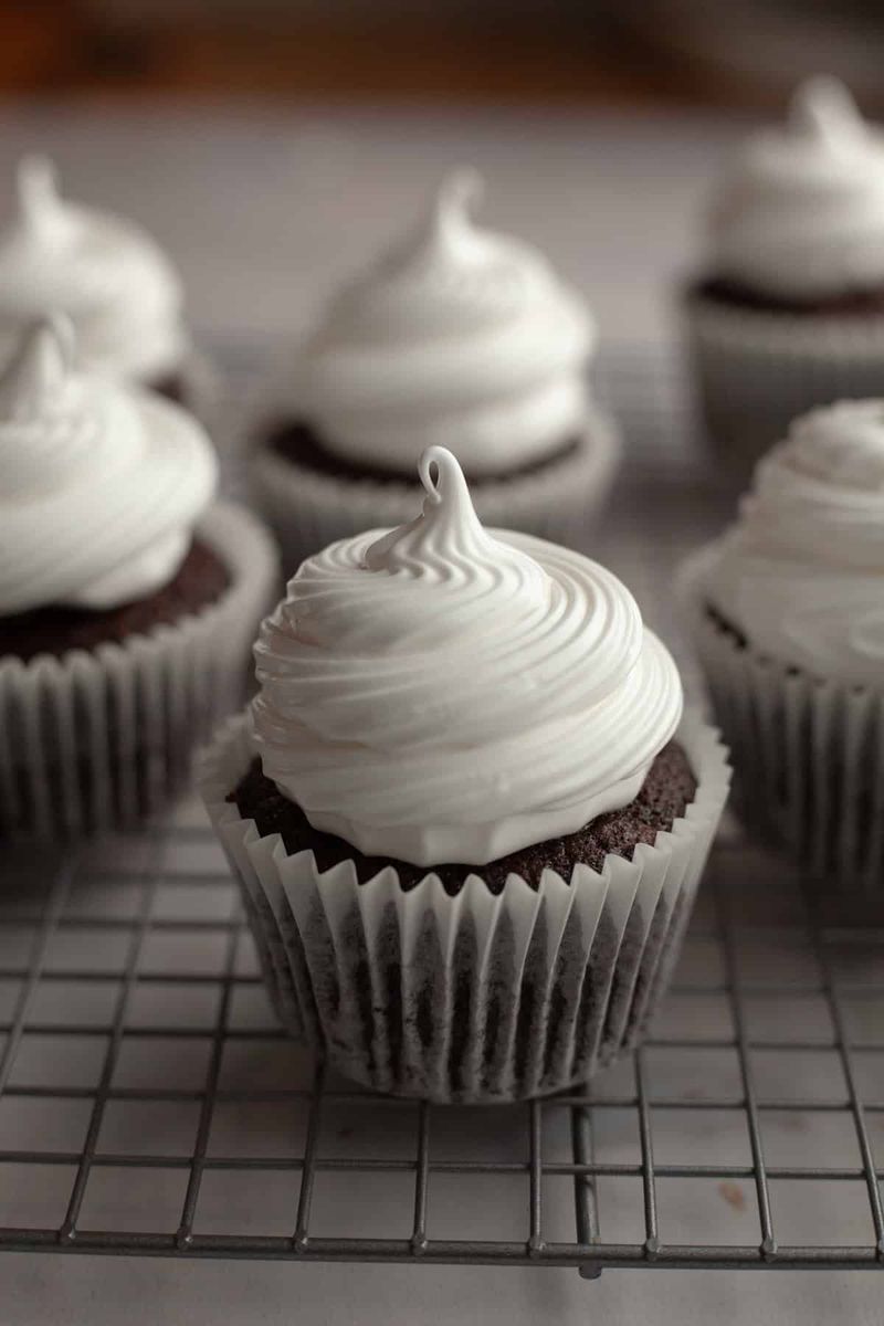 Hot Chocolate Cupcakes with Marshmallow Frosting