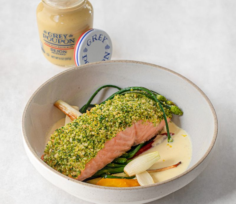 Dijon-herb crusted salmon