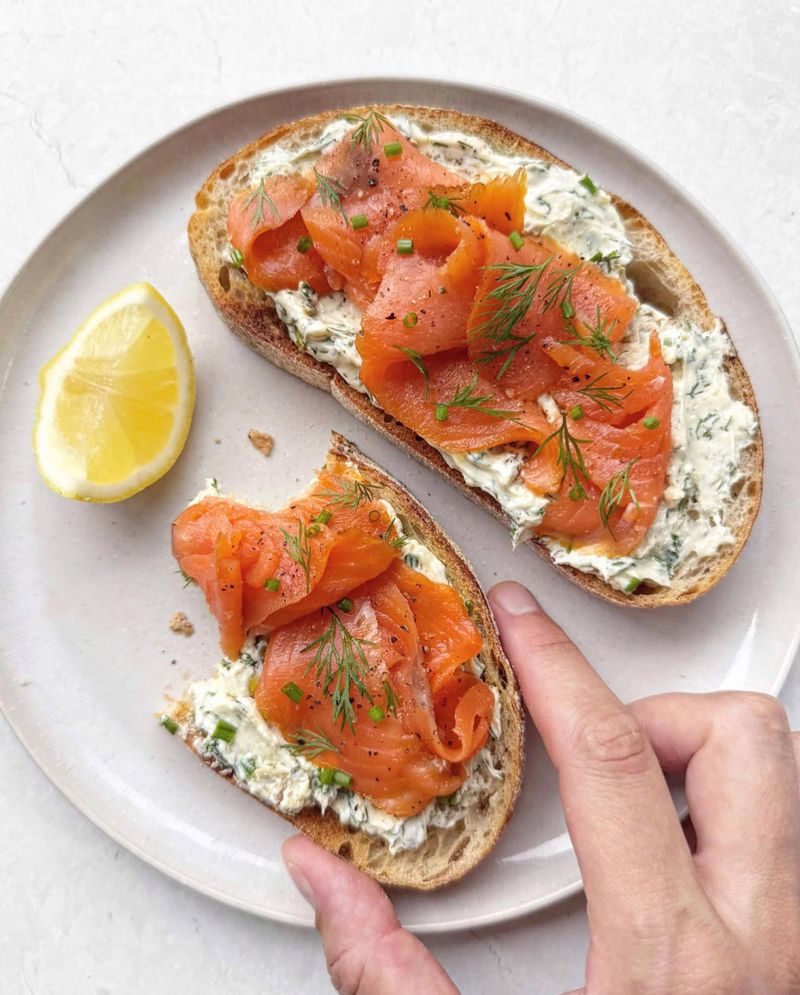 Smoked Salmon Toast With Herby Cream Cheese
