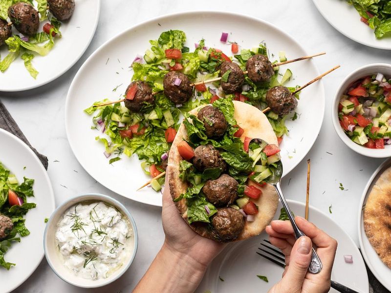 Mediterranean Meatball Skewers