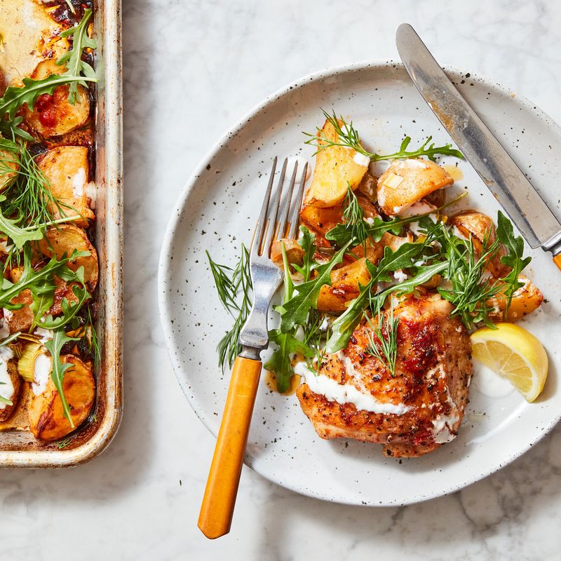 Sheet-pan chicken and roasted vegetables