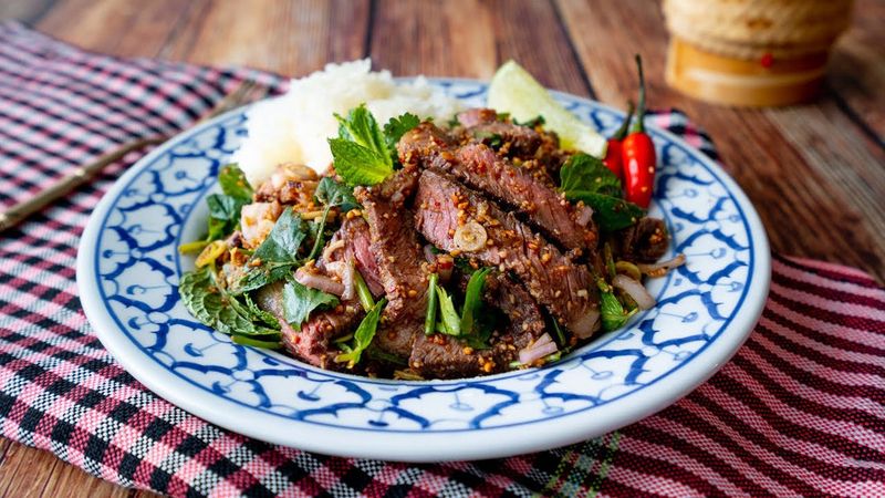 Nam tok (waterfall salad)