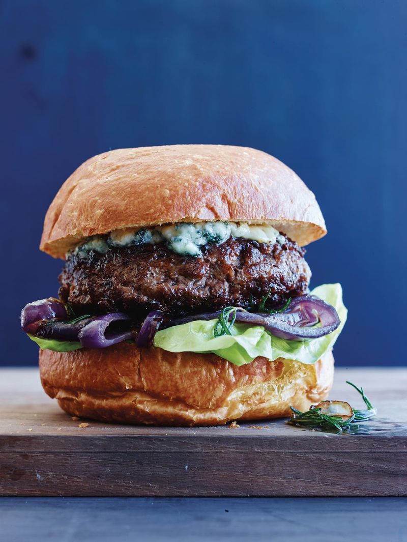 Blue Cheese and Caramelized Onion Burger