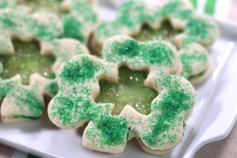 Shamrock Linzer Cookies