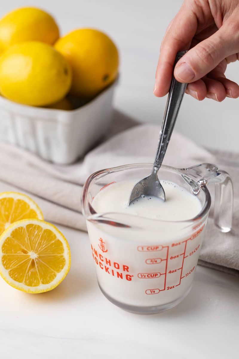 Buttermilk → Milk + lemon juice or vinegar