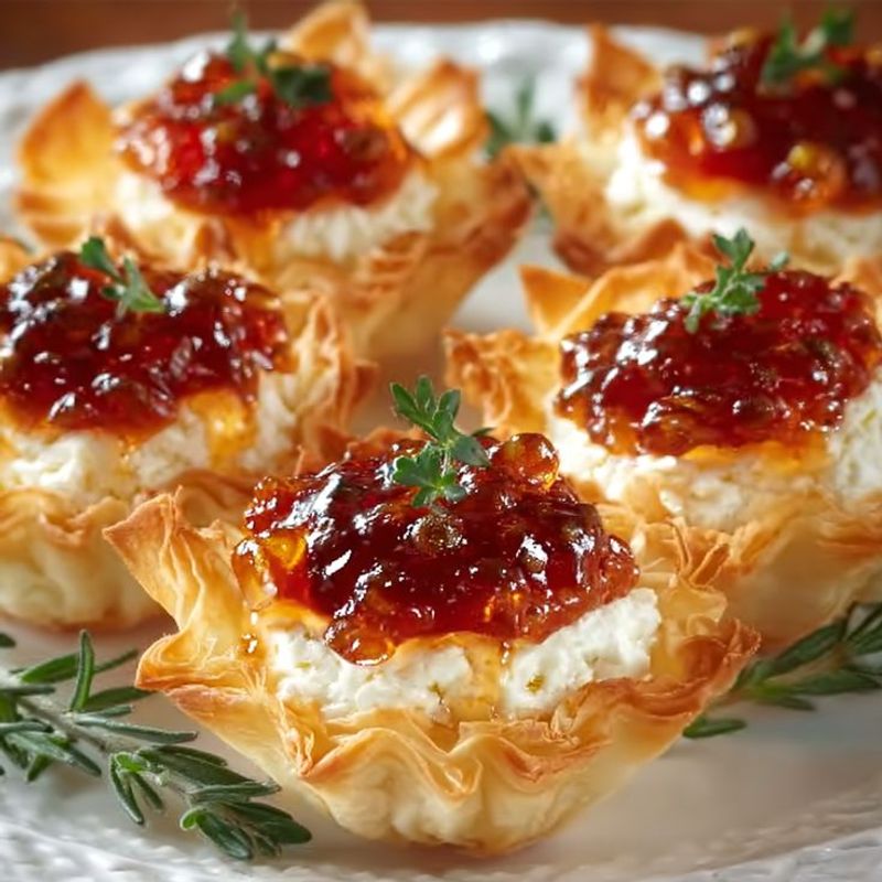 Pepper Jelly Cream Cheese Phyllo Bites
