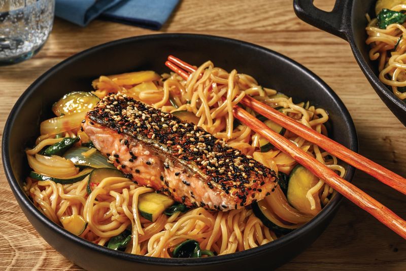 Sesame Crusted Salmon with Soba