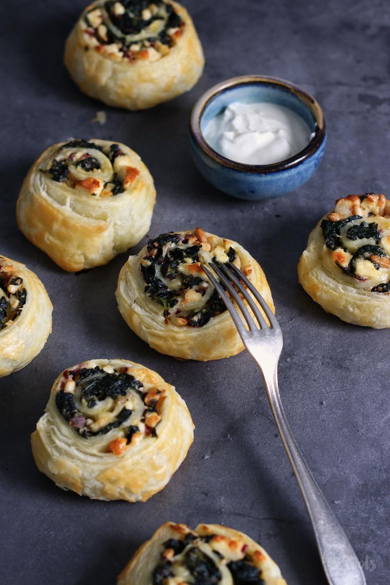 Spinach and Feta Puff Pastry Pinwheels