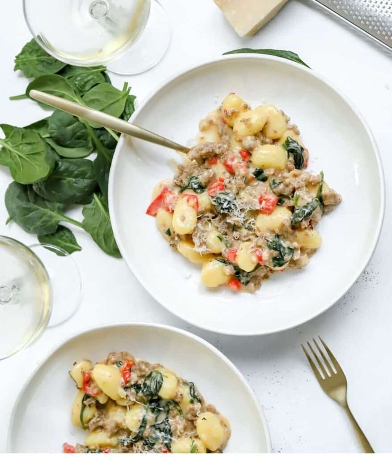 Gnocchi and Spinach Alfredo-Ish Skillet