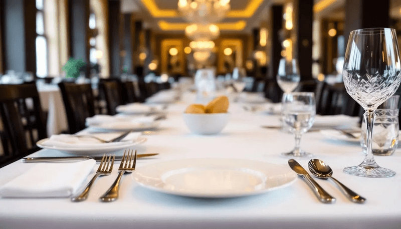 Glassware and cutlery sparkle