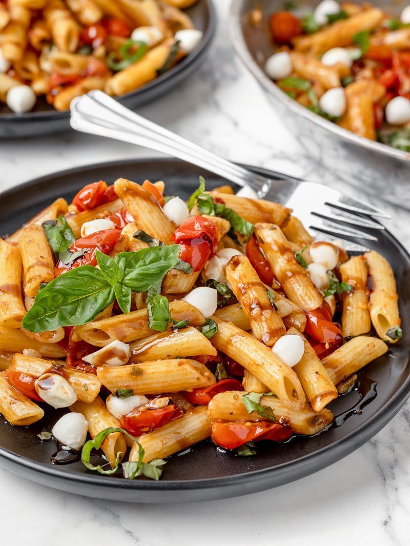 Caprese Pasta with Balsamic Glaze