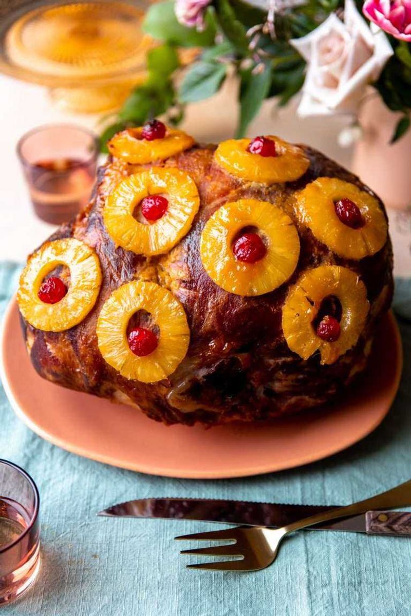 Baked ham with pineapple
