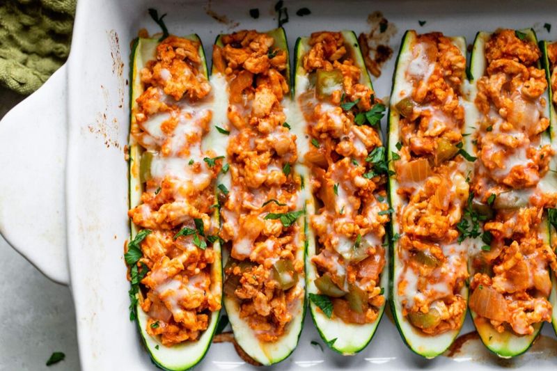 Day 20 - Stuffed Zucchini Boats with Turkey and Herbs