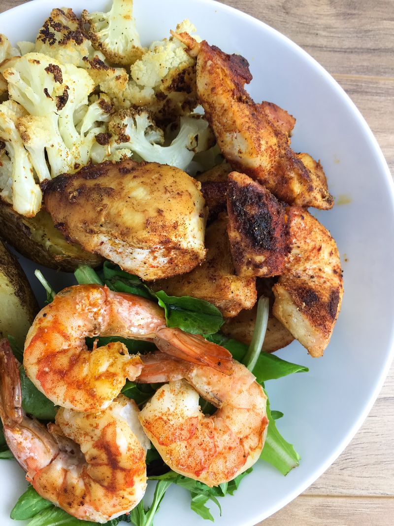 Harissa Roasted Shrimp with Cauliflower