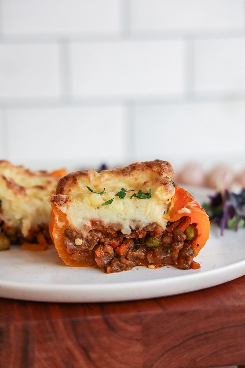 Stuffed Peppers Topped With Mashed Potatoes