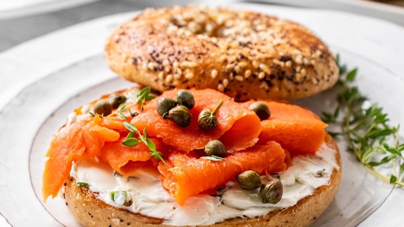 Smoked Salmon with Cream Cheese and Caper Relish
