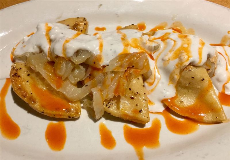 Pierogies with Hot Sauce