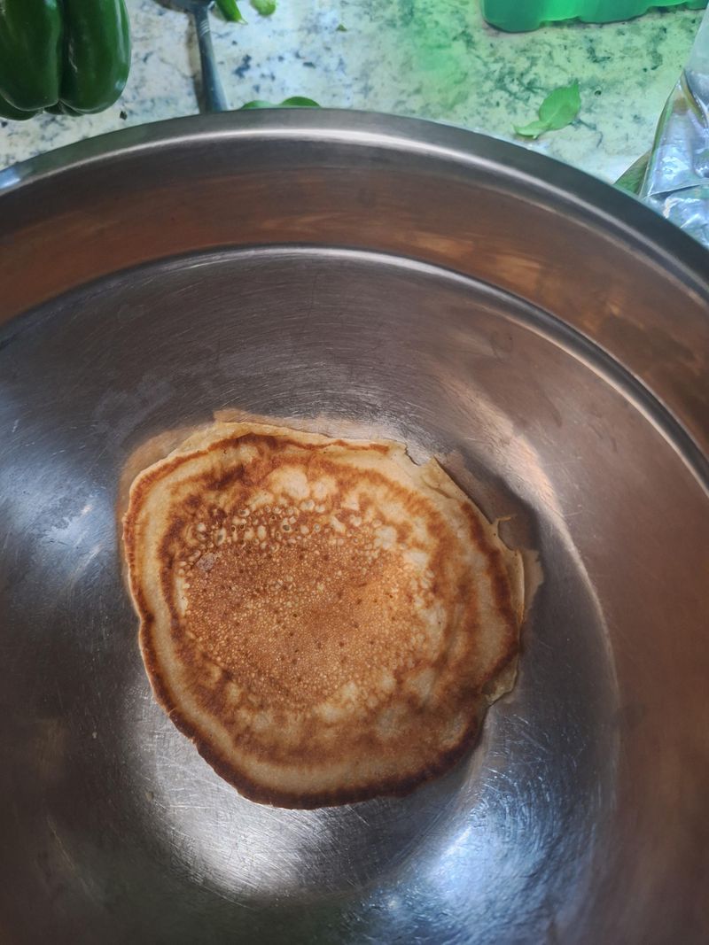 Flipping pancakes only once at exact bubbles