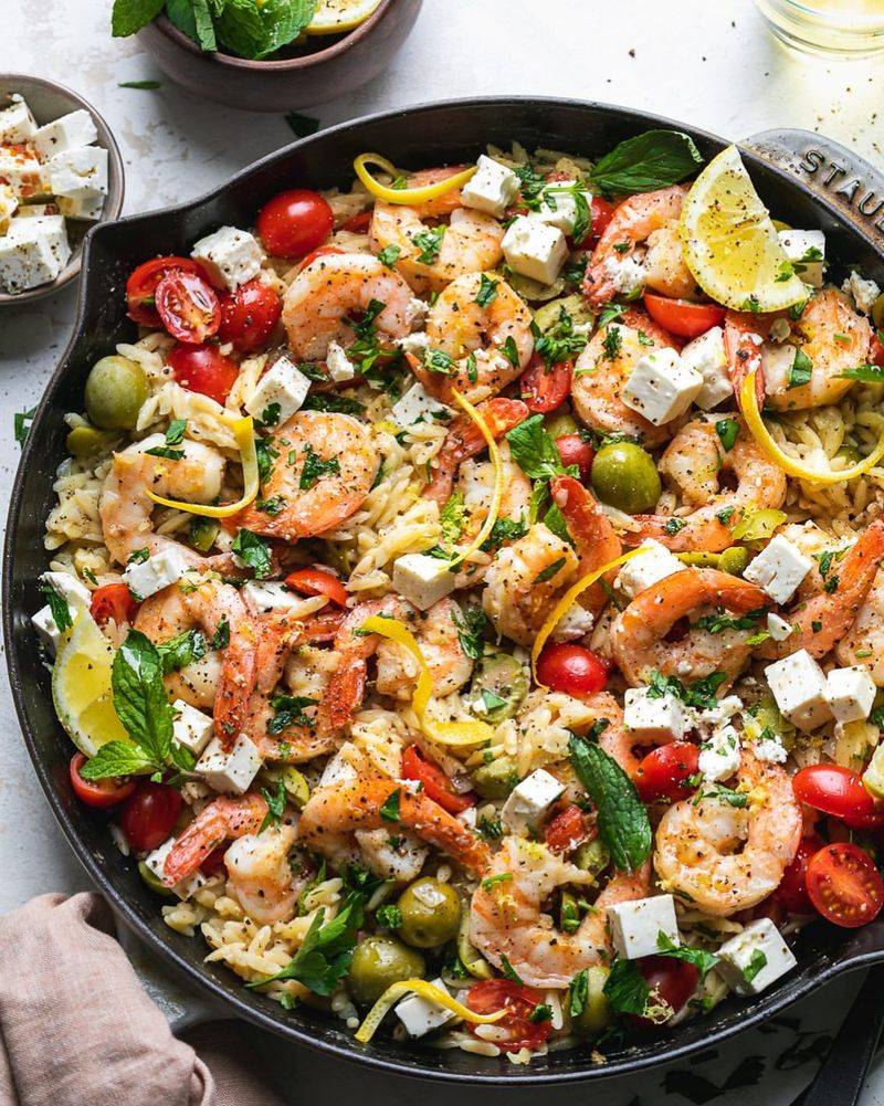 Greek Lemon Orzo With Shrimp