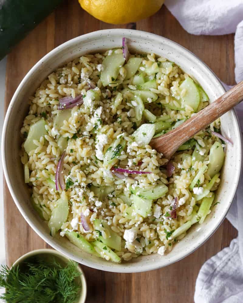 Orzo Salad with Cucumbers, Feta, and Dill