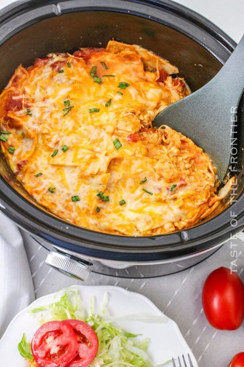 Slow Cooker Chicken Enchilada Casserole