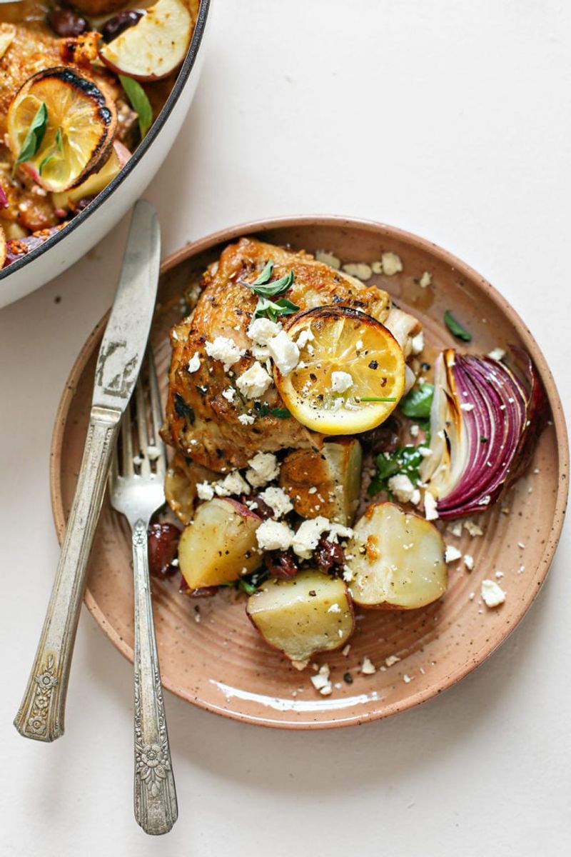 Greek-Style Thighs with Oregano, Lemon, and Feta