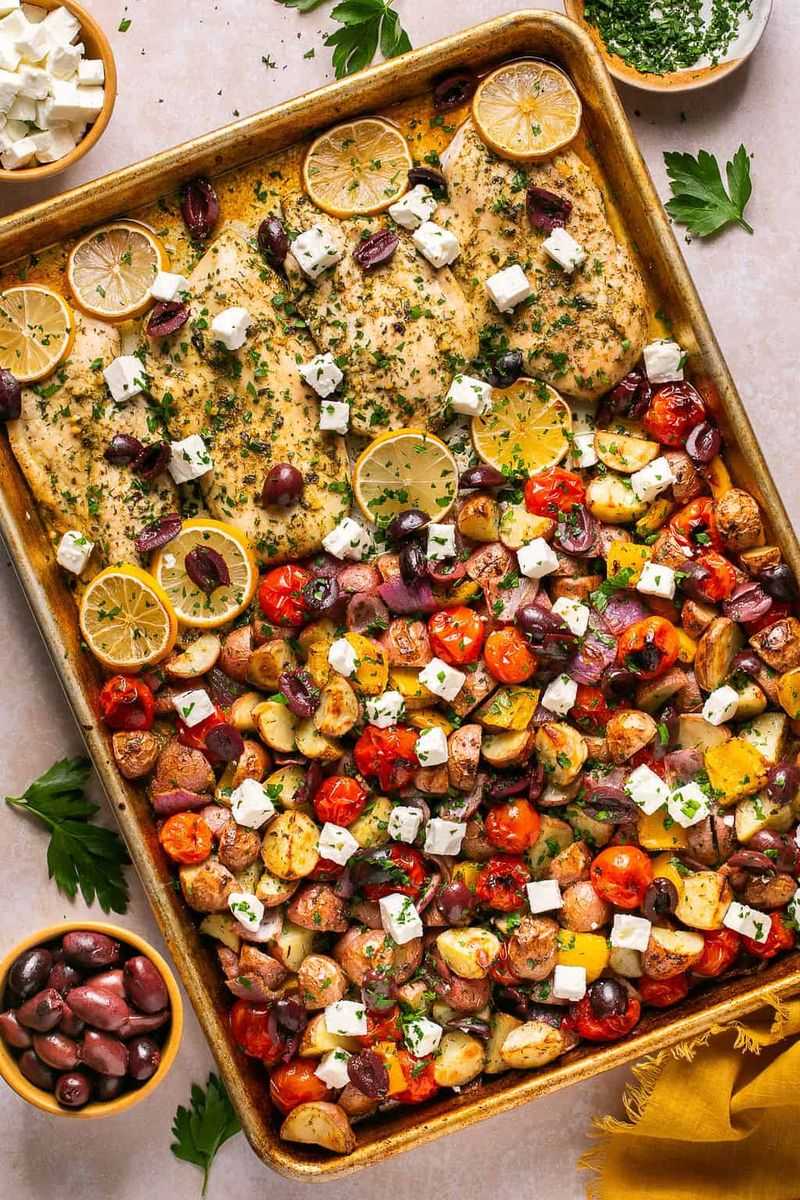Sheet Pan Greek Chicken And Vegetables