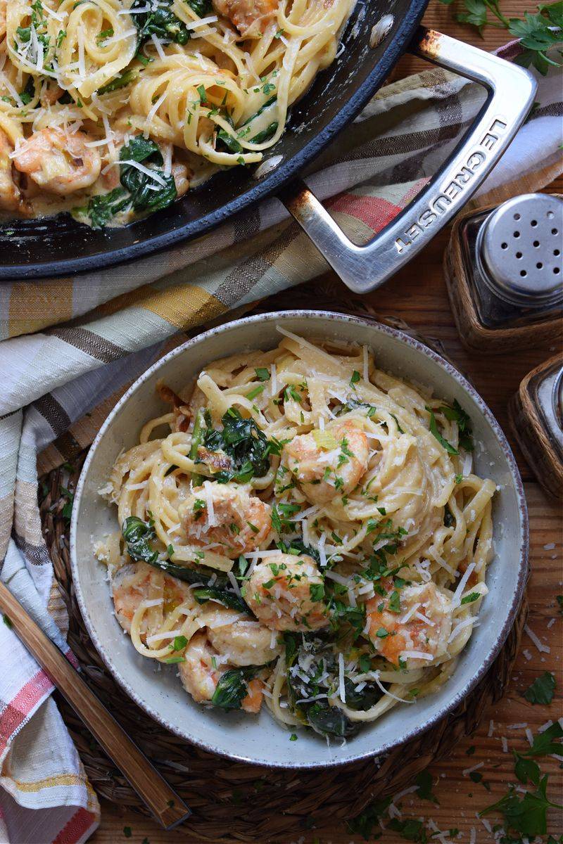Shrimp and Spinach Pasta